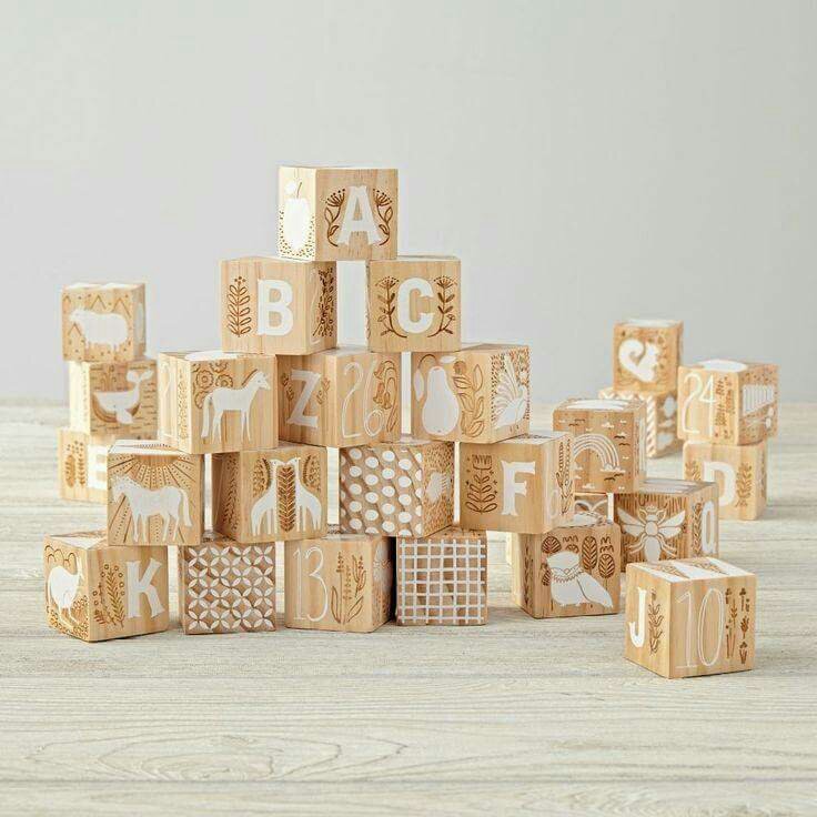 Wooden etched blocks